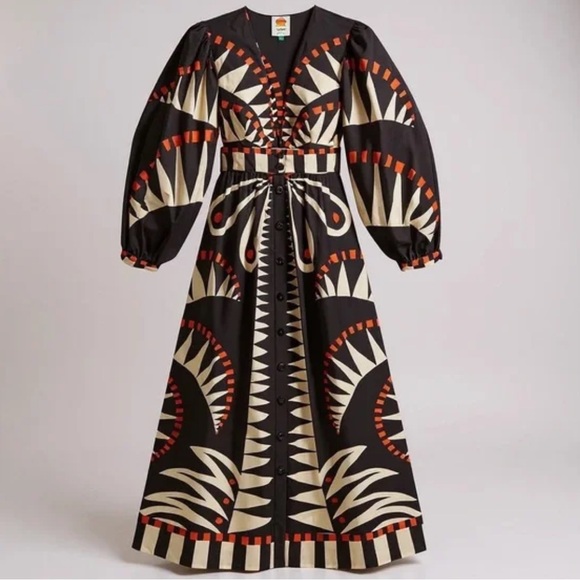 Farm Rio Coconut Grove Puff-Sleeve V-Neck Maxi Dress - Picture 5 of 16